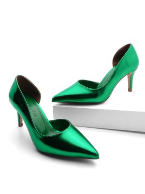 Полуотворени обувки с ток Marjin зелено