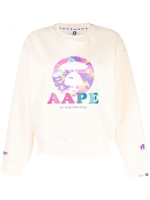 Bluza z nadrukiem z okrągłym dekoltem Aape By A Bathing Ape biała