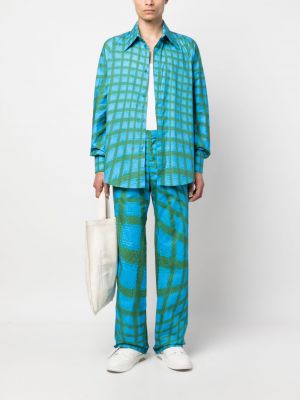 Koszula bawełniana z nadrukiem w abstrakcyjne wzory Bianca Saunders niebieska
