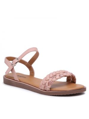 Sandale din piele din piele ecologică Bassano roz