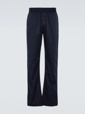 Pantaloni di lino di cotone Sunspel blu