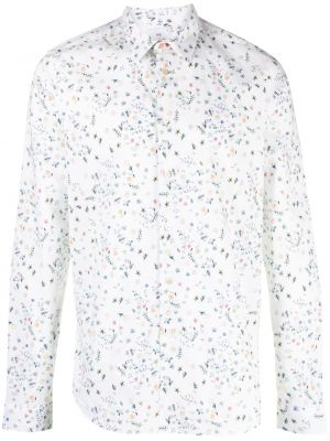 Kvetinová bavlnená košeľa s potlačou Ps Paul Smith biela