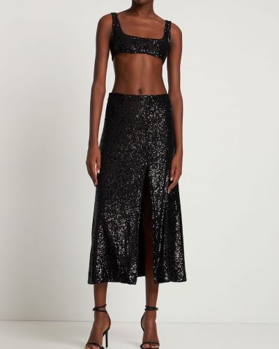Midi sukně s flitry s vysokým pasem Gauchere černé