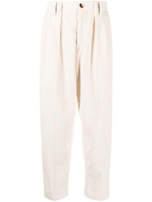 Bavlnené menčestrové nohavice Brunello Cucinelli biela