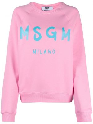 Sweatshirt mit rundhalsausschnitt aus baumwoll mit print Msgm
