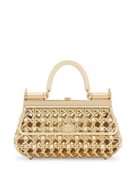Шопинг чанта с перли Dolce & Gabbana златисто