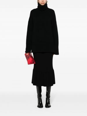 Vlněné midi sukně Moschino Pre-owned černé