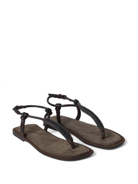 Kožené sandály Brunello Cucinelli hnědé