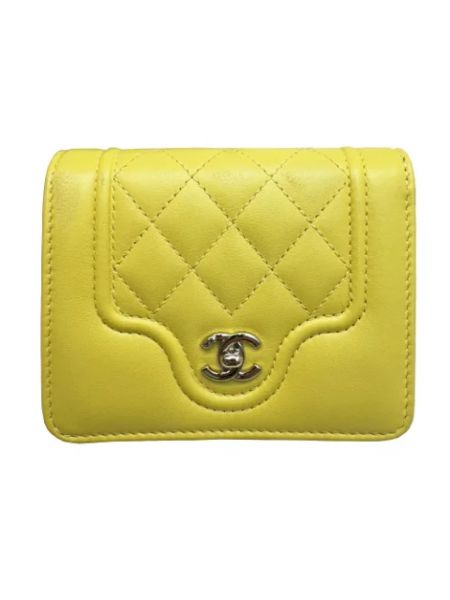 Mały portfel skórzany retro Chanel Vintage żółty