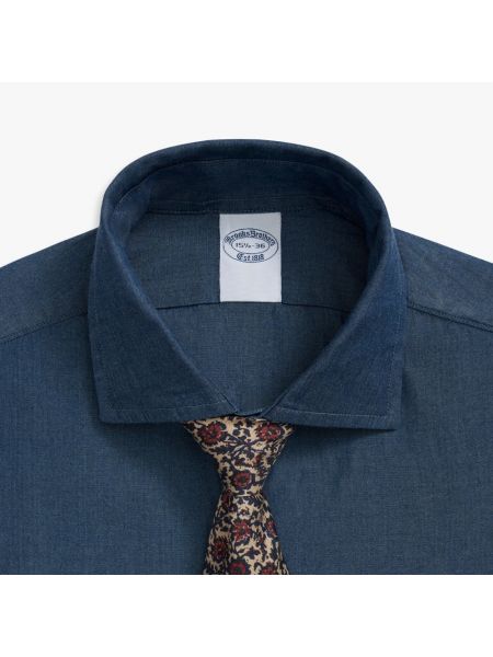 Camisa slim fit de algodón Brooks Brothers azul