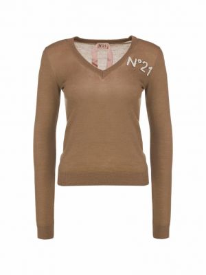 Шерстяной свитер N21 коричневый