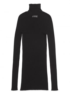 Kokvilnas džemperis ar augstu apkakli Balenciaga melns