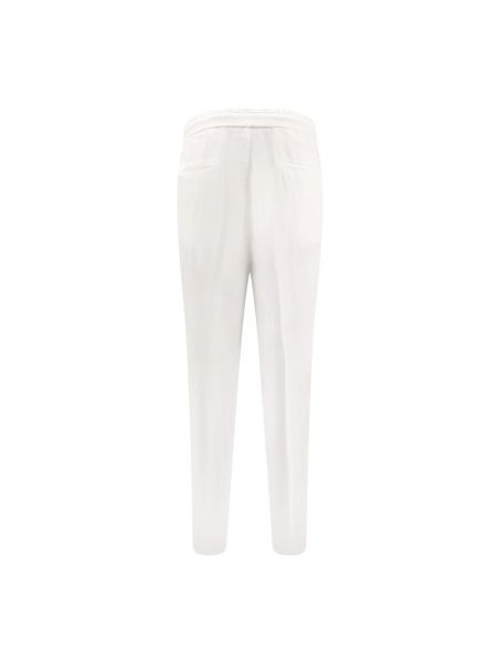 Lniane spodnie sportowe Brunello Cucinelli białe