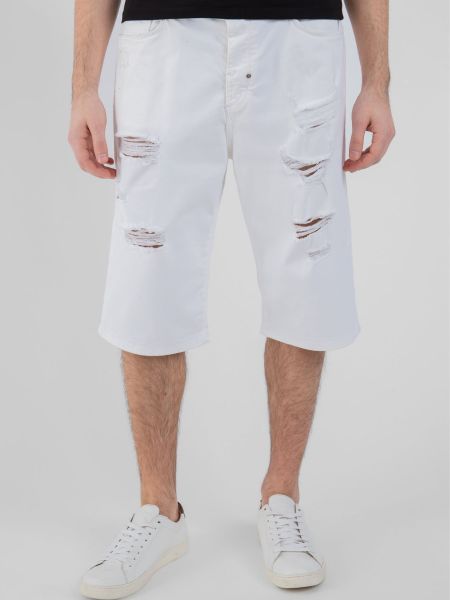 Белые хлопковые джинсовые шорты Antony Morato