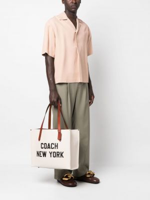 Leder shopper handtasche Coach weiß