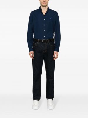 Jeans taille basse en coton à imprimé Polo Ralph Lauren bleu