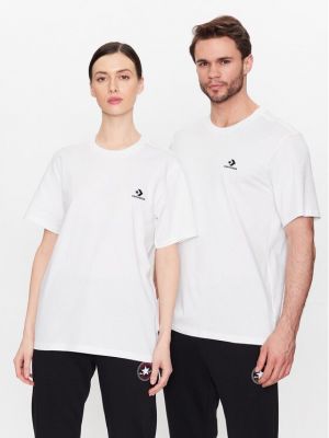 T-shirt brodé à motif chevrons à motif étoile Converse blanc