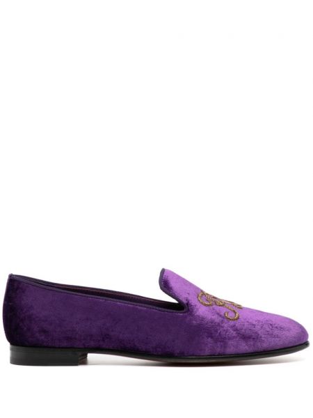 Žametne loaferke iz rebrastega žameta Ralph Lauren Collection vijolična