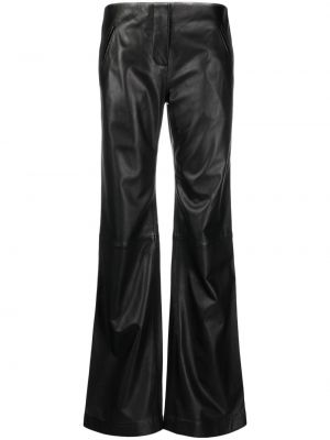 Δερμάτινο παντελόνι με ίσιο πόδι Alberta Ferretti μαύρο