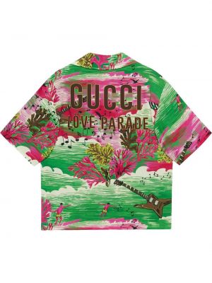 Koszula z nadrukiem Gucci zielona