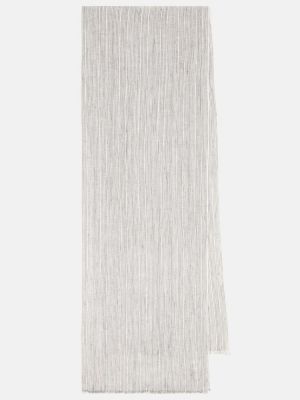 Dryžuotas lininis šalikas Brunello Cucinelli pilka