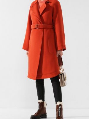 Шерстяное пальто Chloé оранжевое