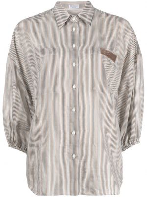 Trykt stripete krage bluse Brunello Cucinelli