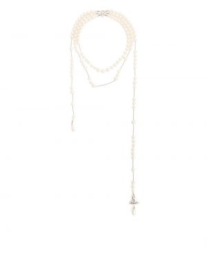 Kristall halskette mit perlen Vivienne Westwood weiß