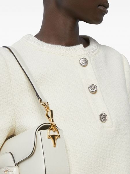Mini-abito di lana in tweed Gucci bianco