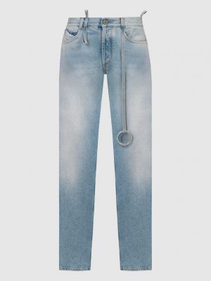 Вишиті прямі джинси з потертостями The Attico блакитні