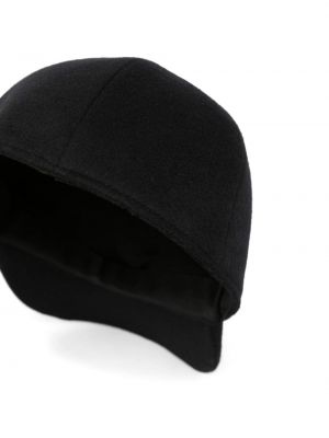 Haftowana czapka z daszkiem wełniana Lanvin czarna
