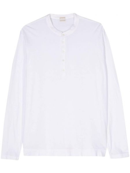 Βαμβακερή μακρυμάνικη μπλούζα Massimo Alba λευκό