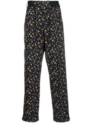 Ravne hlače s cvetličnim vzorcem s potiskom Sacai črna