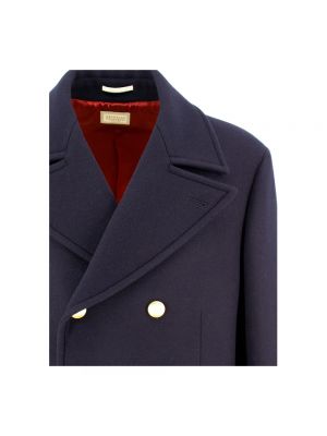 Abrigo de lana de cachemir con estampado de cachemira Brunello Cucinelli azul