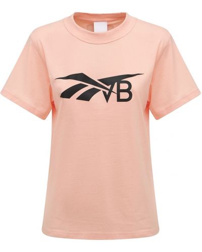 Памучна спортна тениска Reebok X Victoria Beckham розово