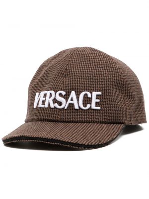 Cappello con visiera con stampa Versace marrone