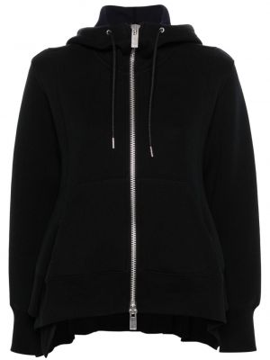 Asimetrična hoodie s kapuljačom s patentnim zatvaračem Sacai crna