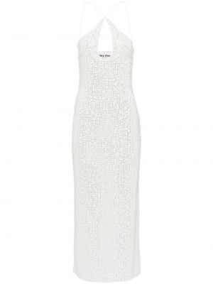 Коктейлна рокля с пайети Miu Miu бяло