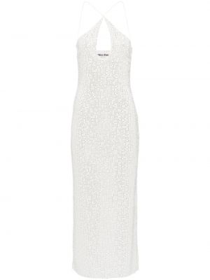 Robe de soirée à paillettes à imprimé Miu Miu blanc