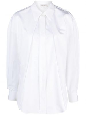 Plisovaná bavlněná košile Alexander Mcqueen bílá