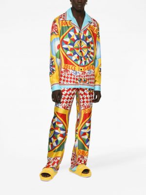 Pantalon droit à imprimé à motif géométrique Dolce & Gabbana jaune