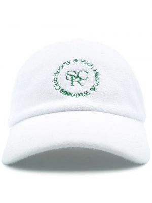 Medvilninis siuvinėtas kepurė su snapeliu Sporty & Rich balta