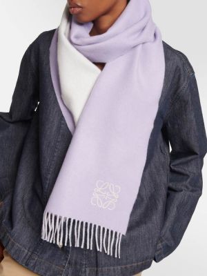Кашемировый шерстяной шарф с вышивкой Loewe фиолетовый