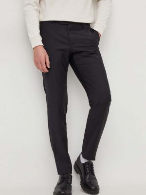 Vunene hlače ravnih nogavica Karl Lagerfeld crna