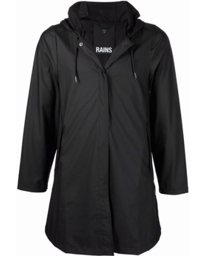 Палто с качулка Rains черно