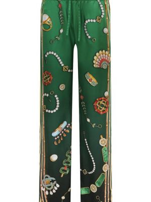 Шелковые брюки Casablanca зеленые