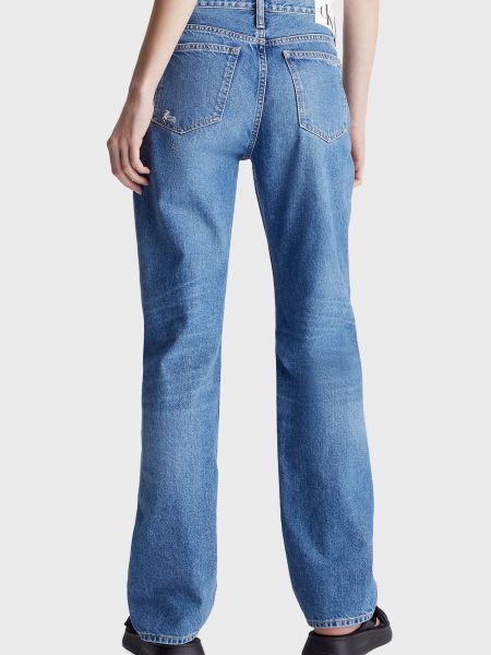 Прямые джинсы с низкой талией Calvin Klein Jeans синие