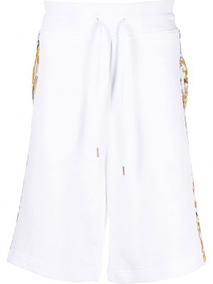 Pantaloni scurți din denim cu imagine Versace Jeans Couture alb