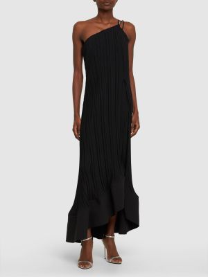 Sukienka długa z wiskozy plisowana Lanvin czarna
