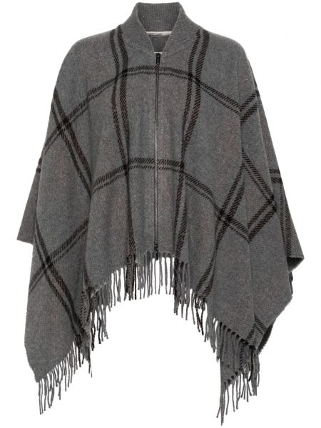 Ruudullinen poncho Peserico harmaa